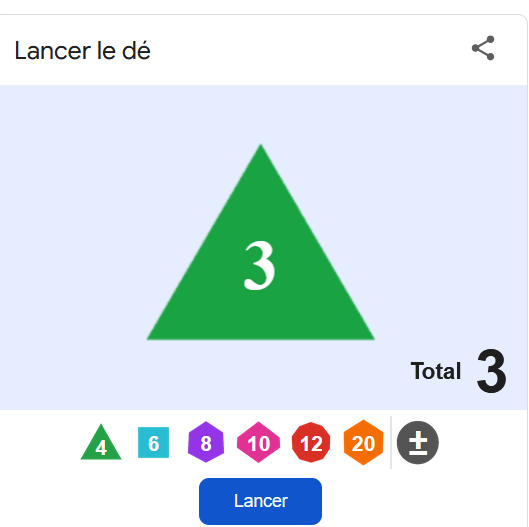 Cliquez ici pour lancer un dé !